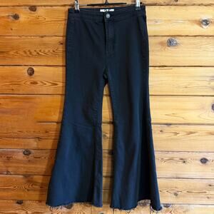 We The Free People Black High Waist Wide Leg Flare Denim Jeans Size 25